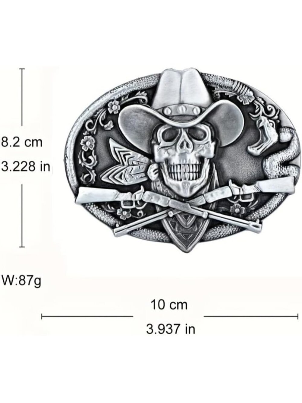 Women Belt Buckle-silver Imported Cowboy Buckle Ghost Skull Western Belt - Picture 5 of 6